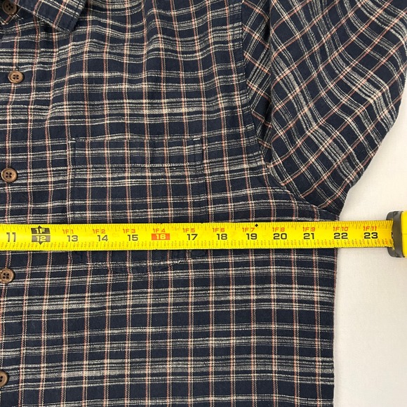 Carbon2Cobalt Mens Medium Navy Plaid Button Down Shirt Long Sleeve Casual Cotton - Picture 5 of 6